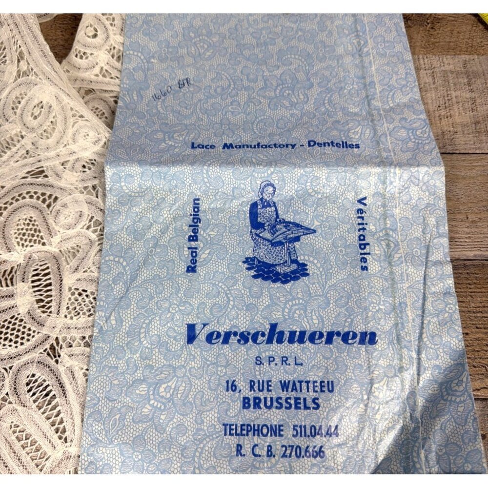VTG Louise Verschueren Brussels Belgian Lace Dress Front Collar Original Bag - Picture 9 of 16